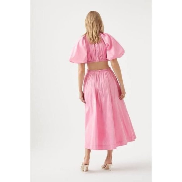 Aje Capucine Puff Sleeve Midi Dress Size 10 Bon Bon Pink BNWT - Picture 2 of 7